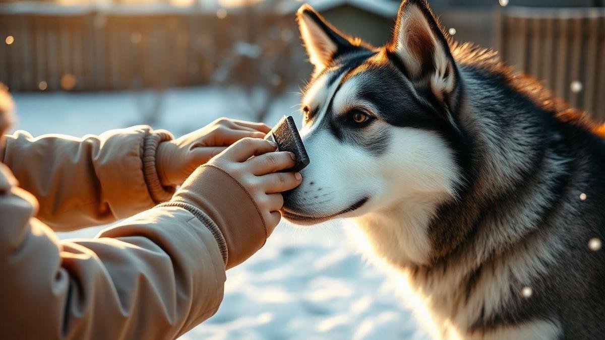 How I brush my Husky to follow Grooming tips for maintaining a Husky Siberiano's thick coat during winter
