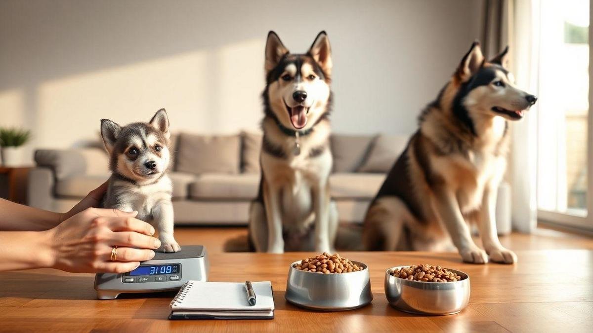 I track weight and transition diets as the husky grows